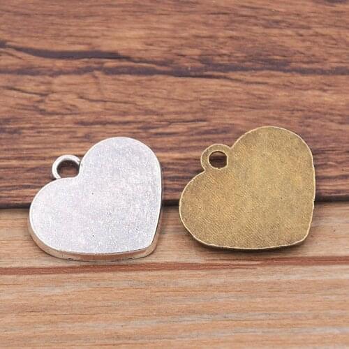 6PCS 21*23mm Two Color Two Sided Smooth Surface Charms Heart Pendant Jewelry Metal Alloy DIY Necklace Bracelet Handmade Marking