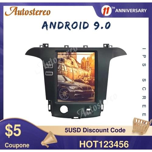 Tesla Style Android 9.0 4+64GB Car GPS Navigation For Ford S-Max Galaxy 2007-2015 Stereo Head Unit Multimedia Player Auto Radio