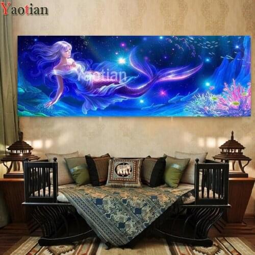 Large Full square/Round 5D Diy Diamond Painting Mermaid underwater scenery Embroidery Beads Picture Of Rhinestones DIY Mosaic