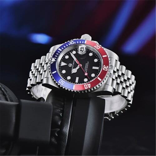 2021 PAGRNE DESIGN Mens Watch Japan NH35 Movement Stainless Steel Sapphire Automatic Mechanical Watch Luminous Waterproof Clock