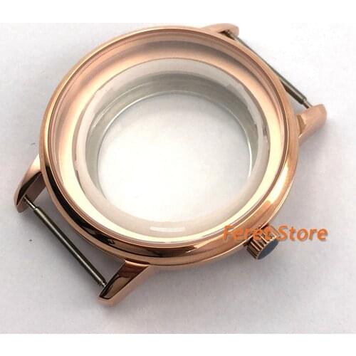Bliger 41mm stainless steel Golden watch case fit ETA 2836 Mingzhu 2813 Miyota 8215 821A movement sapphire glass watch case p240