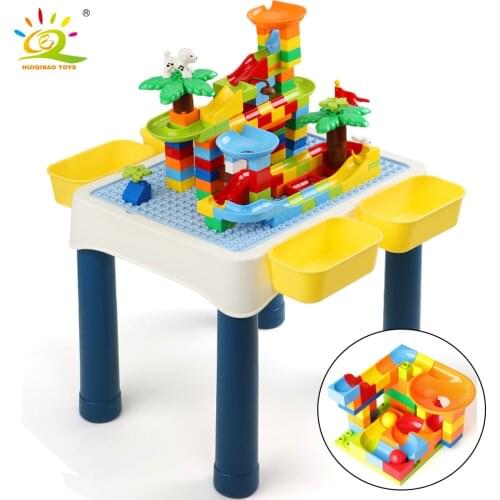 HUIQIBAO Duploed Large Bricks Baseplate Table Building Blocks Playing Writing Board Learning Desk Educational Toys for Children