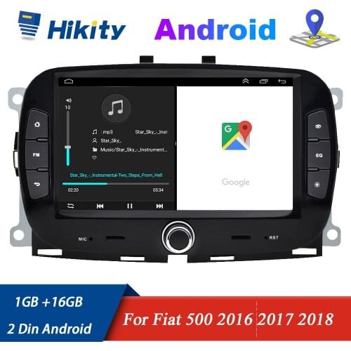 Hikity For Fiat 500 2016 2017 2018 2019 RDS Android 2 Din Car Radios 7 " Multimedia MP5 Player GPS WIFI Mirror link MP5 Receiver
