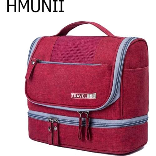 HMUNII Hanging Toiletry Bag Travel Women Cosmetics Bag Waterproof Oxford Organizer for Wet and dry separation makeup Kit for Men