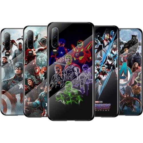 Cool Marvel Avengers For Huawei P40 P30 P20 P10 Pro Plus Lite 5G 2019 Tempered Glass Cover Shell Luxury Phone Case