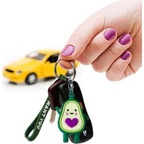 Creative Lucky 3D Avocados Keychains Cartoon Fruit Lovely Fortune Bag Pendant Key Ring Girl Boy Student Lovers Holidays