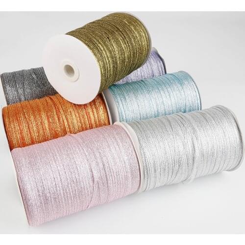 3mm 20Yards/Lot Color Metallic Glitter Webbing For Gift Wrapping Ribbon Christmas Wedding Decoration DIY Handmade Accessories