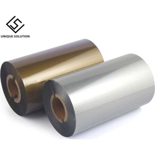 Gold Silver Ribbon 40 50 70 80 90 100 110mm 300m Barcode Printer Thermal Transfer Printing Label Gold Silver Wax Ribbon