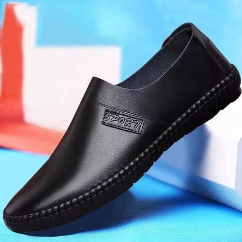 PUPUDA Men Leather Casual Shoes Slip On Loafers Men Comfortable Shoes Male