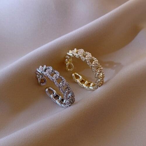 2021 New Luxury Zircon Twist Design Gold Silver Open Ring For Woman Fashion Korean Jewelry Wedding Party Unusual Finger Ring