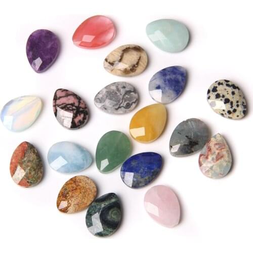 Wholesale 30Pcs Multicolor Faceted Water Drop Shaped Gem Stone Beads Green Aventurine Unakite Rose Quartzs Bead Assorted Jewelry