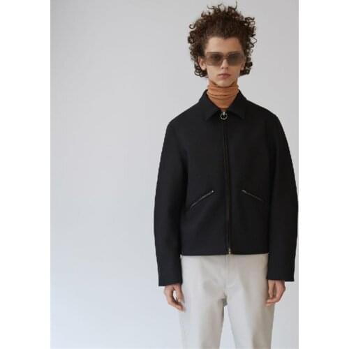 Autumn and winter mens jackets short coats classic minimalism lapel zipper