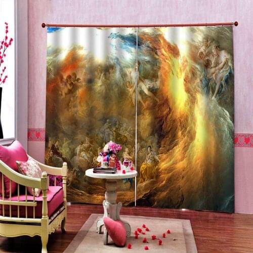 Cstom European angel oil painting photo Window Curtain For Living room Bedroom Blackout Drapes Decor Sets 2 Panels With Hooks