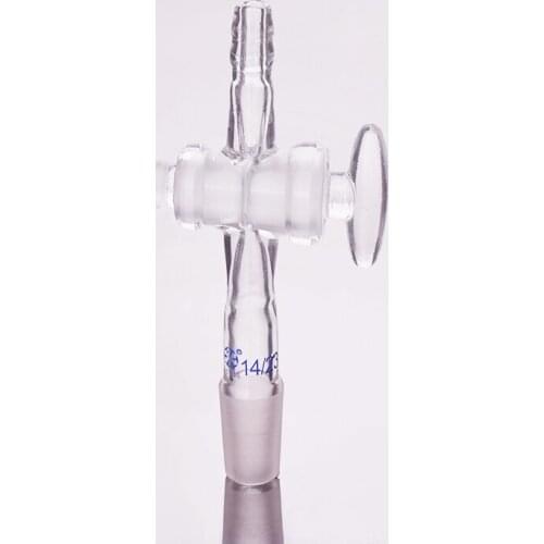 Straight suction connector,Glass valve 14/23,Joint with Glass stopcock standard ground mouth,Flow Control Adapter, 180 Degree