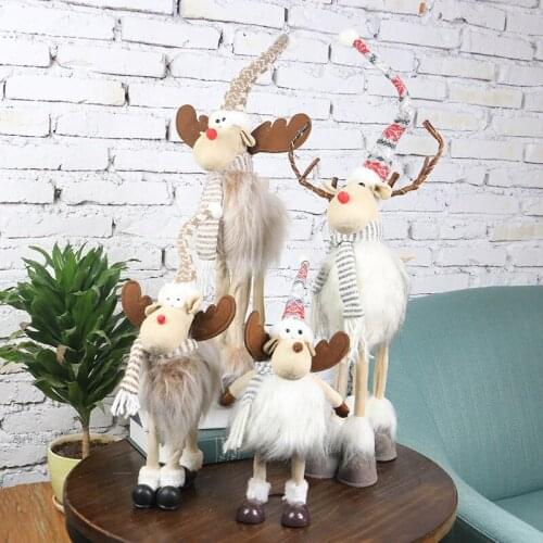 Nordic Christmas elk decoration desktop living room felt deer doll ornaments antlers with lights holiday scene layout