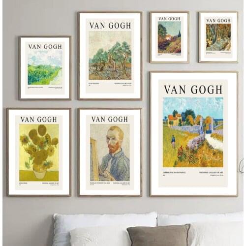 Nordic Vintage Poster Van Gogh Sunflower Starry Night Wall Art Print Canvas Painting Gallery Wall Picture For Living Room Decor