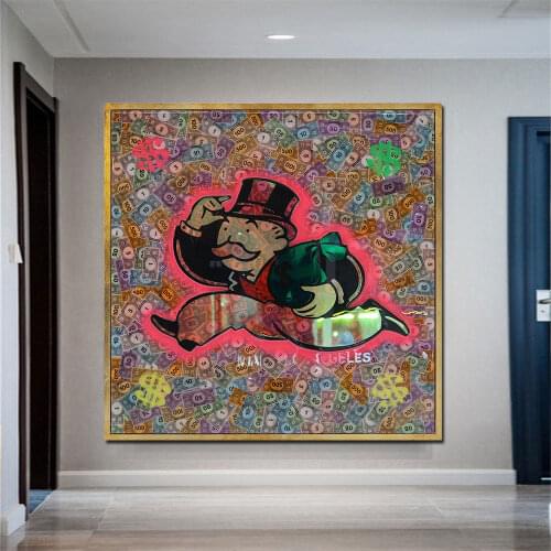 Old Man Hand With Money Pink Pop Art Posters and Prints on Canvas Painting On the Wall Art Pictures for Room Wall Home Decor