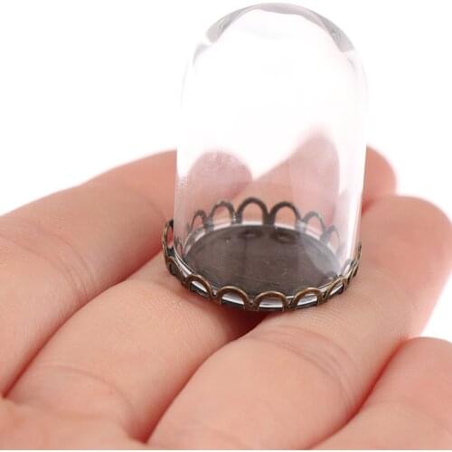 Glass Dome Display Wood Cork Bell Jar Cover Cloche Display With Wooden Base Height 3cm Table Decoation Craft