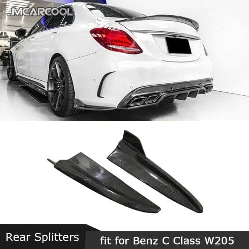 Carbon Fiber/FRP Gloss Black Rear Bumper Lip Splitters Canards For Mercedes Benz C Class W205 C205 C63 Sedan 4 Door 2015-2019