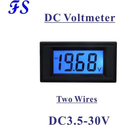 DC Voltmeter LCD Two-wire Digital Voltmeter Digital Voltmeter DC Voltage Meter Blue Backlit Half-sealed Volt Meter DC 3.5-30V
