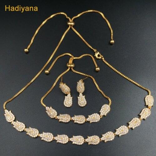 Jewelry Sets HADIYANA Copper Rose Flower shape Choker Necklace For Women Zirconia Wedding Jewelry Dating Gifts CN461