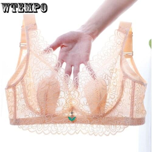 D E Plus Size Bras for Women Push Up Bra Lace Transparent Sexy Gathered Seamless Bralette Plus Size Underwear Women Bra Bras D E