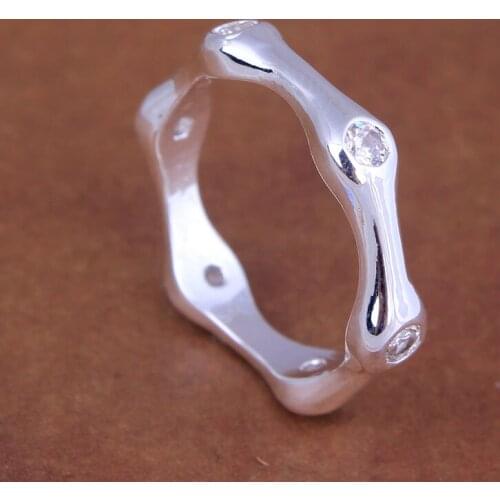 Bone style silver plated ring zircon for women wedding party gift bamboo joint fashion jewelry factory drop shipping