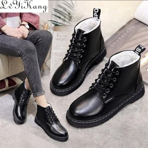 LZJ Winter Boots Women Shoes 2019 Warm Fur Plush Sneakers Women Snow Boots Women Lace-up Ankle Boots Winter Shoes Woman