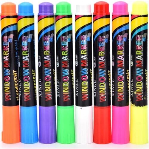 1Pcs White Board Maker Pen White Board Whiteboard Marker Liquid Chalk Erasable Glass Ceramics Maker Pen Easy Erasing 8 Colors