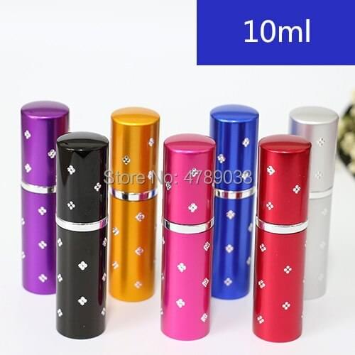 10/30pcs 10ml Refillable Portable Empty Glass Perfume Bottle With Aluminum Shell Travel Mini Parfum Spray Bottles Free Shipping