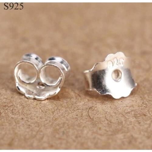 100~200pcs Genuine Real Pure Solid 925 Sterling Silver Earring Stopper Safety Backs Jewelry Accessories DIY Parts Ear Plugging