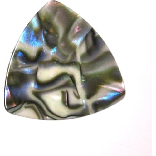 Lots of 100 pcs Rounded Triangle Big Size Medium 0.71mm Celluloid Guitar Picks Abalone Sea Shell