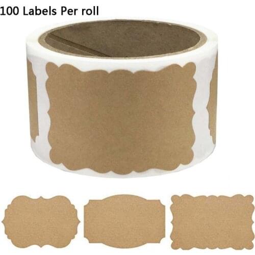 100 pcs/roll DIY Blank Kraft Label Handmade Baking Seal Stickers Gift Tag for Jar