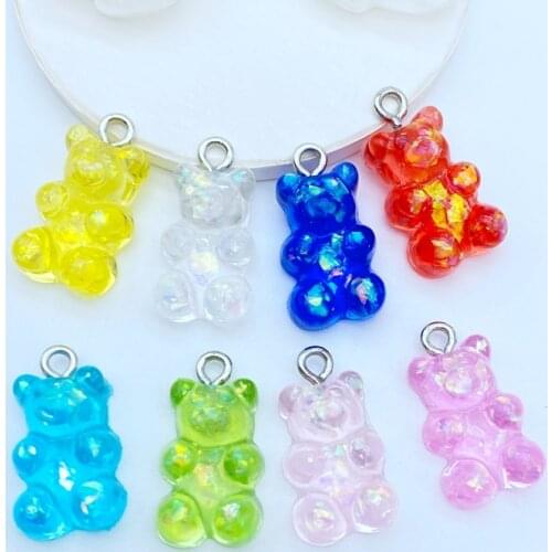 16Pcs New Mini Mixed With Shiny Nailing Bear Flat Back Resin DIY Scrapbook Handicraft Accessories K45