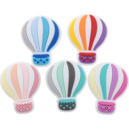 20pcs Baby Silicone Teether Beads Hot Air Balloon Diy Nursing Bracelet Food Grade Silicone Rodent Teething Nurse Gift BPA Free