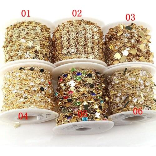 5 Meters Gold Round Colorful Crystal Zircon Link Chains Bulk for DIY Jewelry Making Bracelets Necklace Findings Anklets Craft