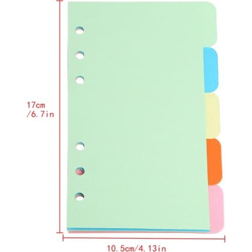 5PCS Candy Color Colorful Sweet DIVIDER Separate Page Simple But Good Matchfor 6Holes Loose Leaf Notebook Agenda Planner Filofax