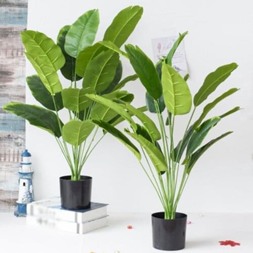 80cm 18 Forks Tropical Plants Large Artificial Banana Tree Fake Monstera Plastic Palm Tree Leaves For Home Garden Wedding Decor