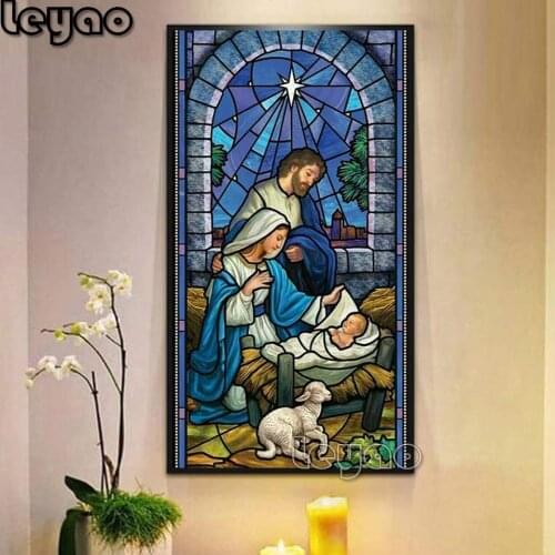 Diy Diamond Painting Nativity Day Cross Stitch Diamond Embroidery Religious Picture Of Rhinestones Christmas Church Banner Decor