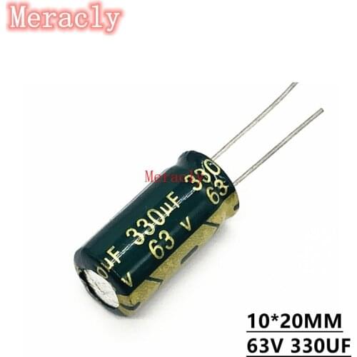 5PCS 63V 330UF Aluminum electrolytic capacitors Own factory long life High frequency and low resistance best quality 20