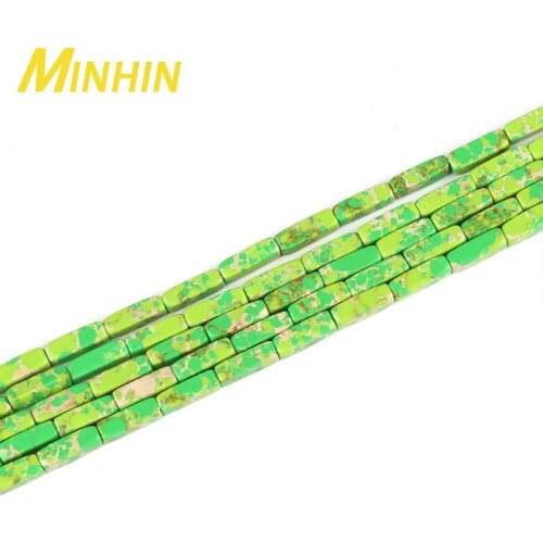 MINHIN Imperial Jaspers Series Rectangle Stone Beads 4*13MM Blue Purple Pink Color Beads for Jewelry Making