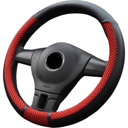 Car-styling Sport Auto Steering Wheel Covers Ice silk + leather Anti-Slip Car Steering-wheel Cover Diameter 37CM-38CM