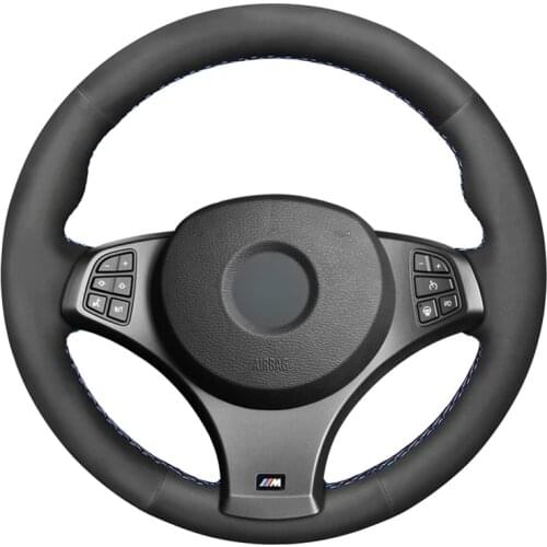 Black Suede Hand-stitched No-slip Car Steering Wheel Cover for BMW X3 (M Sport) E83 2005 2006 2007 2008 2009 2010