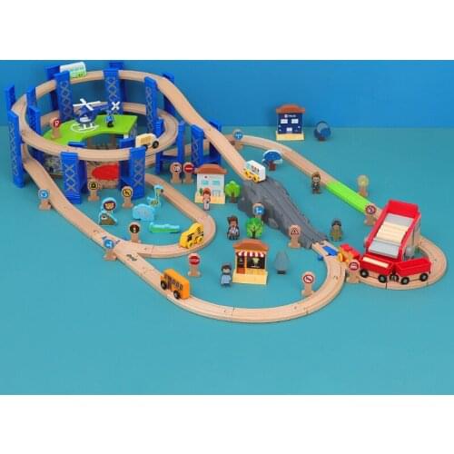 DIY Wooden Track Train Set Wooden Toy Puzzle Building Blocks Childrens Car Boy Educational Educational Toy Kids Birthday Gifts