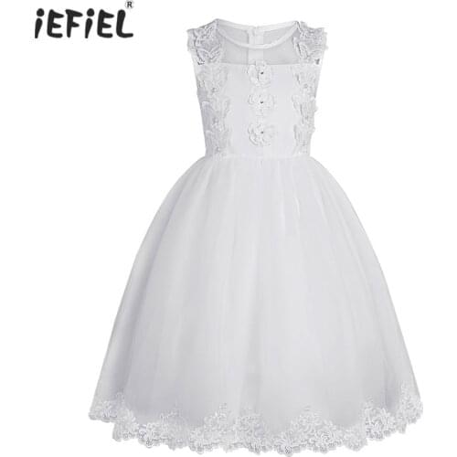 Kids Dresses for Girls Mesh Sleeveless Butterfly Applique Embroidered Princess Girls Dress Pageant Wedding Birthday Party Dress