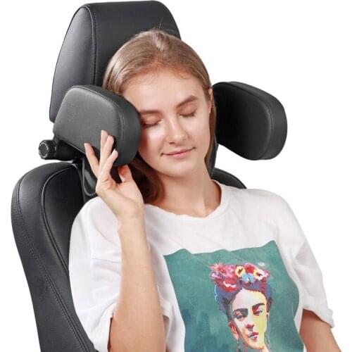 Travel Neck Pillow Leather U-Shape Soft Pillow For Car Headrest ABS Memory Cotton For Adult Child Home Vehicles With Headrests