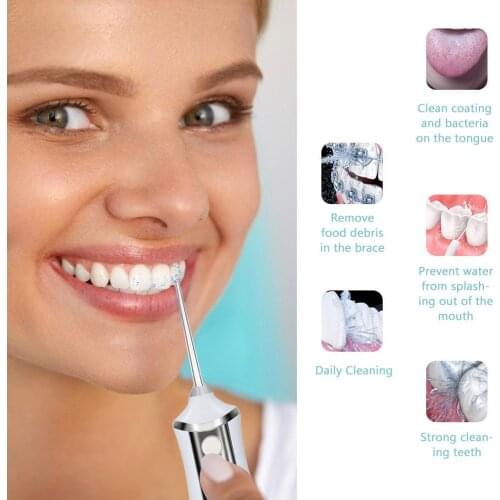 Oral Irrigator Portable Electric Water Dental Flosser USB Rechargeable Waterproof Teeth Cleaner with 5 Jet Tips