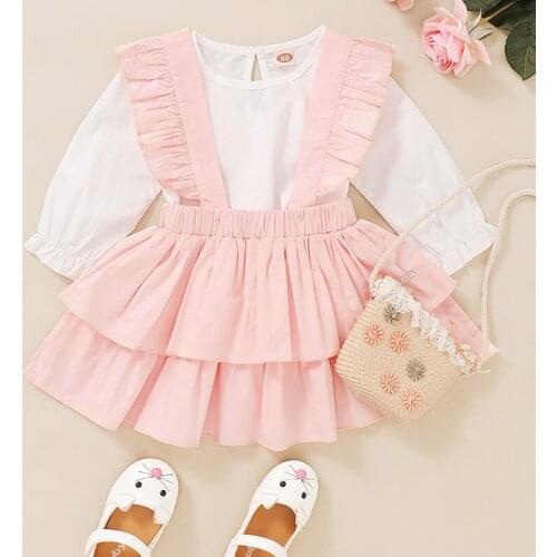 Toddler Baby Girl Ruffle Strap Overalls Skirt Solid Tutu Dress Fall Spring Clothes