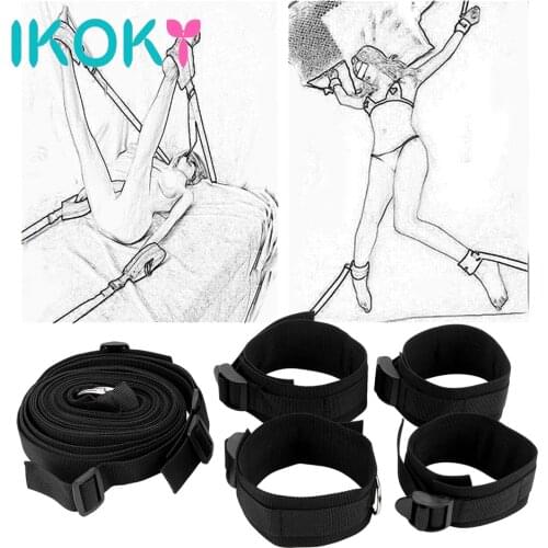 IKOKY Sex Handcuffs SM Bondage Sexy Lingerie Set Sexy Erotic Costumes Adult Restraints Bed Mattress Sex Toys for Couple