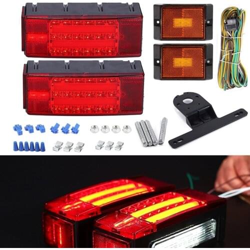 Submersible LED Trailer Light Kit, Waterproof Tail Lights Turn Signal Lamps License Lights for Truck Boat Camper